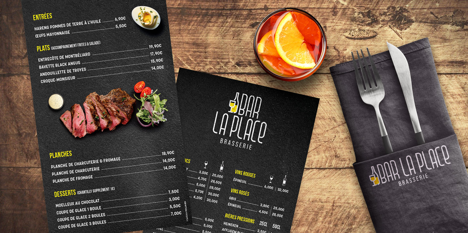 Carte menu Bar La Place Brasserie